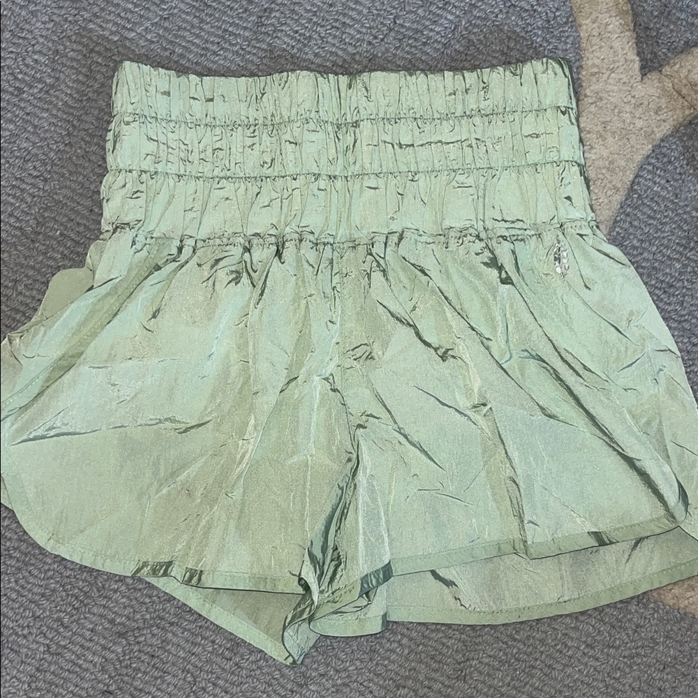Elegant High Waist Mint Green Women's Shorts